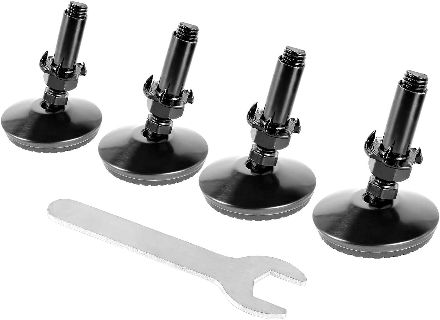 4 Set M10 Swivel Leveling Feet with 4-Pronged T Nut, Adjustable Leg Levelers Heavy Duty Furniture Levelers, M10 Furniture Legs with 2&quot; Thread Length for Cabinet Sofa Table Raiser, Black