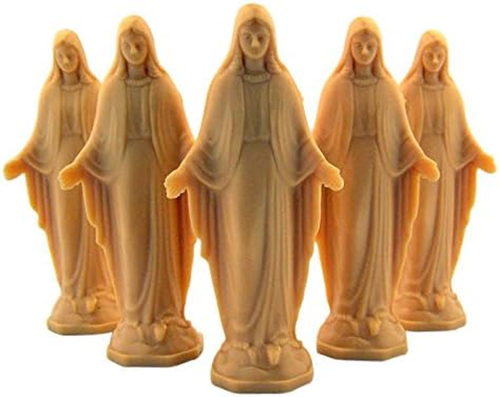 Catholic Patron Saint Moulded Plastic Statue Figurine, Lot of 5 (Our Lady of Grace 4 Inch)