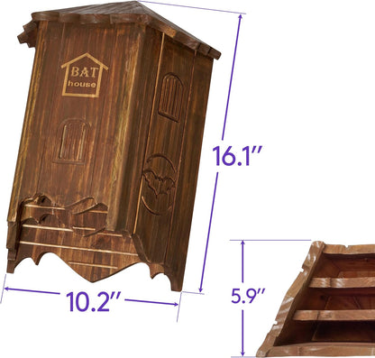 Bat Houses for Outdoors - 3 Chambers Bat House (100 Bats) - Perfectly Box Designed for Bats, Easy to Install (Style 4 - Rustic)