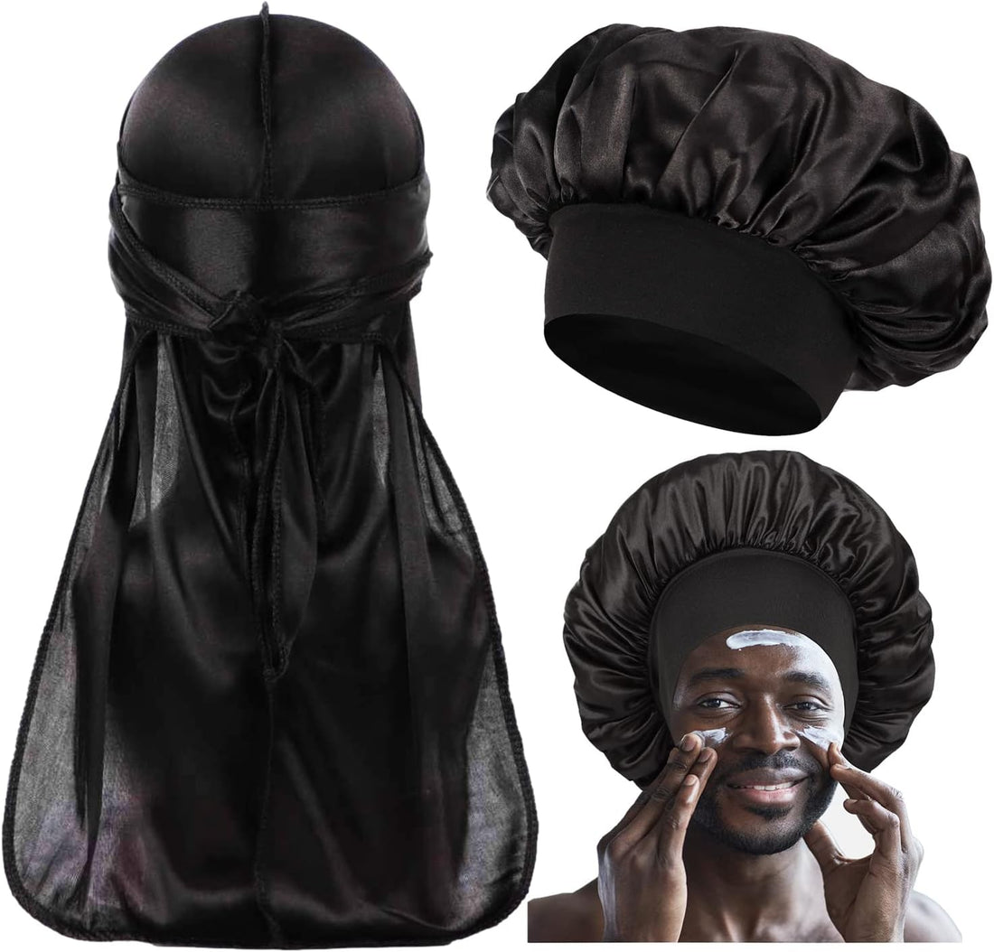 Bonnet for Men Curly Hair,Silk Bonnet for Men for Sleeping,Mens Bonnet Pack