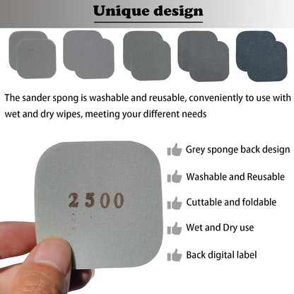 2 X 2&quot; Soft Touch Sanding Pads, Mesh Sanding Polishing Pads from 320 to 3500 Grits (27 Pack)