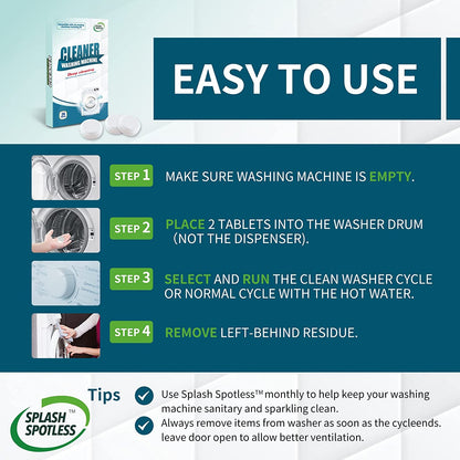 Washing Machine Cleaner Deep Cleaning for HE Top Load Washers and Front Load, 24 Tablets.